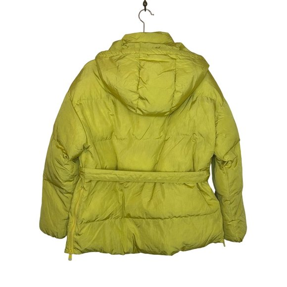 OOF WEAR Puffer Jacket 9108 In Nylon Crispy with Waist Belt Size 2 Citron Yellow - Picture 2 of 16
